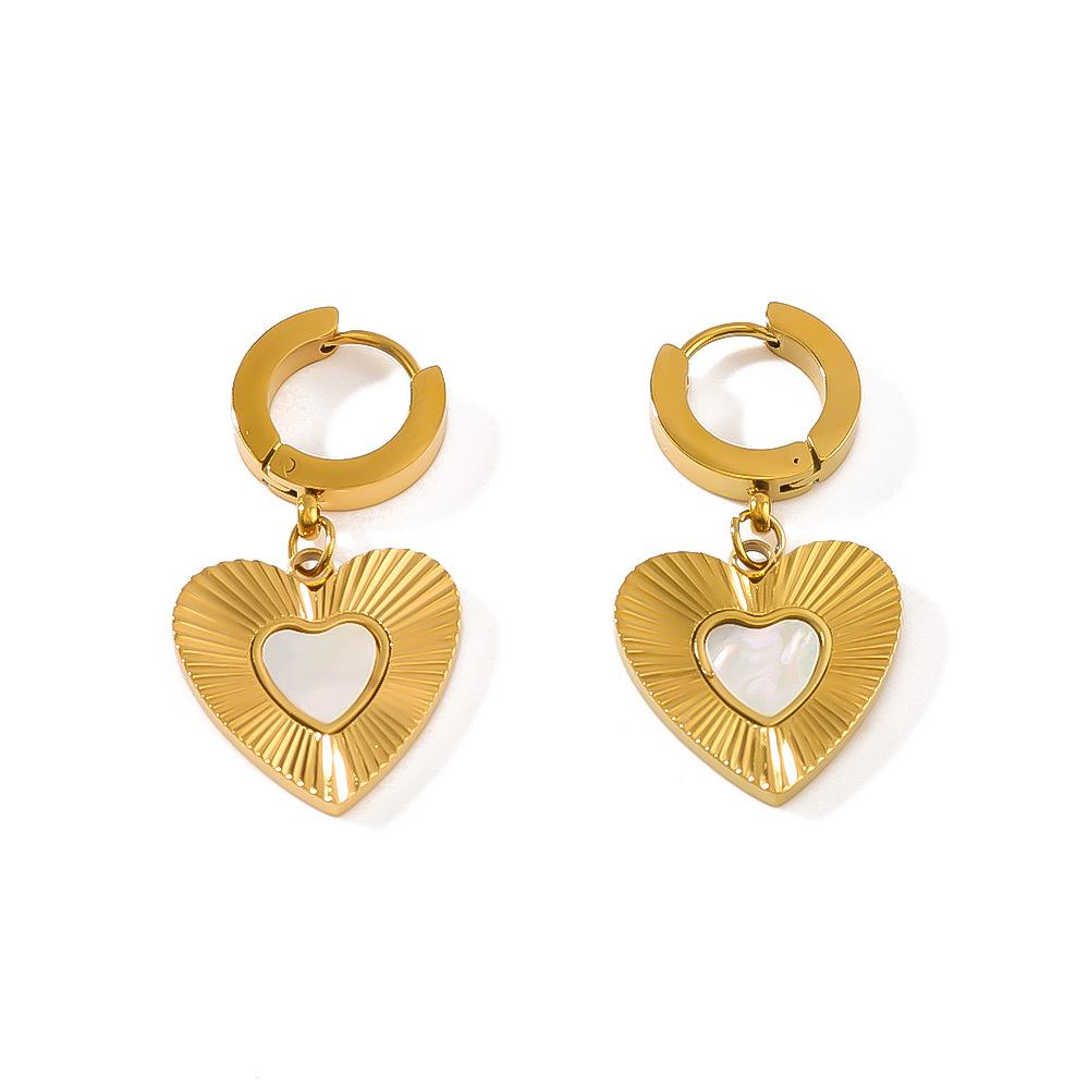 

Gold Color Stainless Steel Love Drop Earrings For Women Heart Pendant Hoop Earrings
