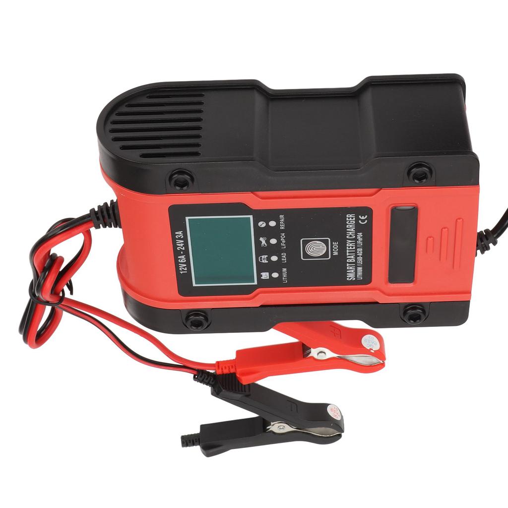 Smart Battery Charger Wear Resistant ABS Shell 7 Charging Stages Automatic Battery Charger AC 100‑240V EU Plug