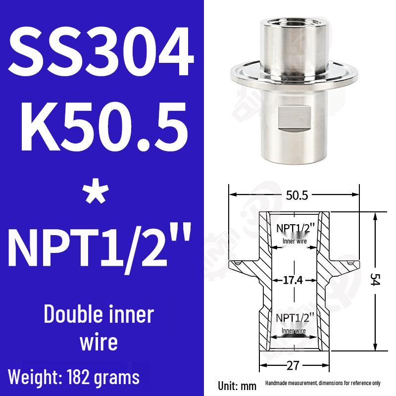 SS304 1.5" TC to 1/2" NPT Male/Female Quick Release Connector Clamp