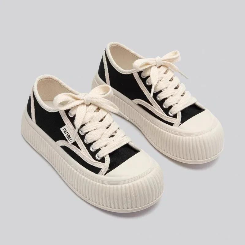 Summer Thin Red Canvas Shoes Women's Thick Bottom Style Casual Board Shoes Sports Sneakers Vulcanize Shoe Upper Material