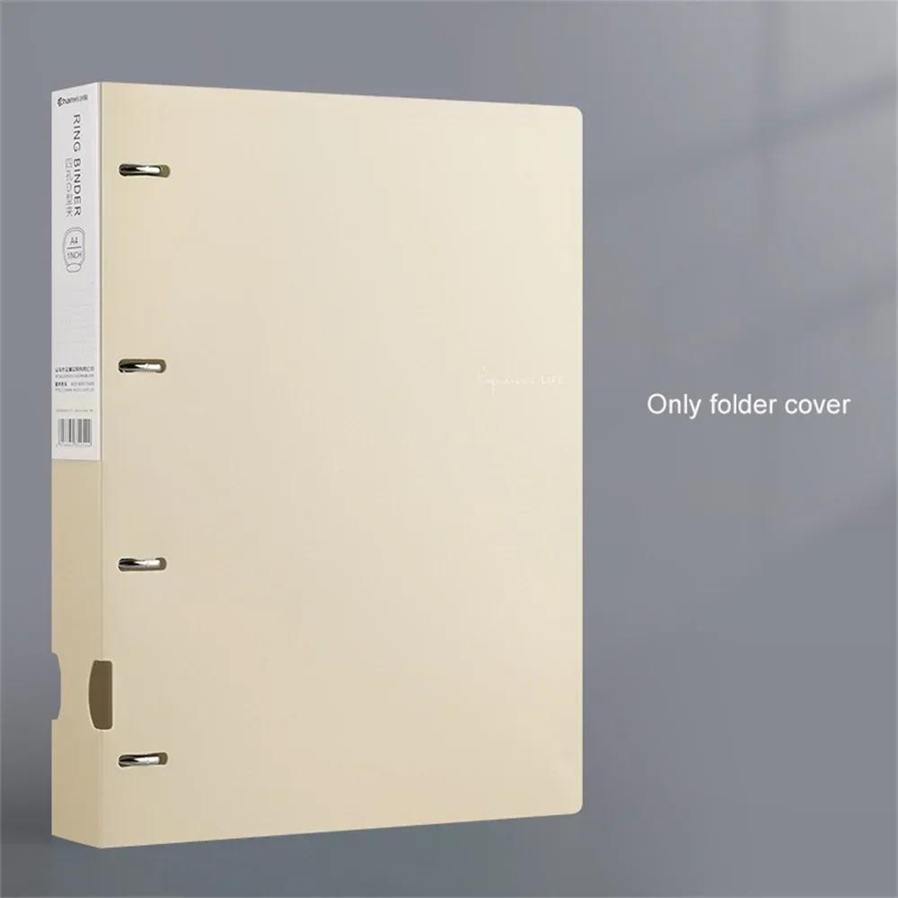 A4 File Folders Display Book 4 Hole Binder Folders Morandi Color Waterproof Document Ring Binder Folder Office School Supplies