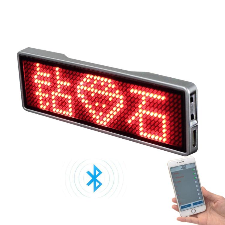 Bluetooth LED Scrolling Badge - Red Text Display for Work ID