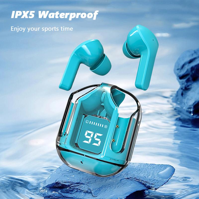 VAORLO Tws fone de ouvido sem fio bluetooth com caso carregador transparente portátil esportes fones ouvido bluetooth para android ios