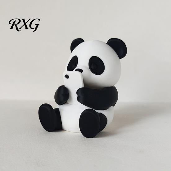 Small Animal Figurines 3D Printed Panda Ornaments, Cute & Pillow Desktop Figurine, Stress Relief Sculpture Room Decor for Home Office Decoration,