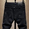 Modisch Trendige Slim Denim Jeans Herren Used Risse Löcher Patches Frühling Herbst Lässiges Design Koreanische Luxus Kleidung Hosen