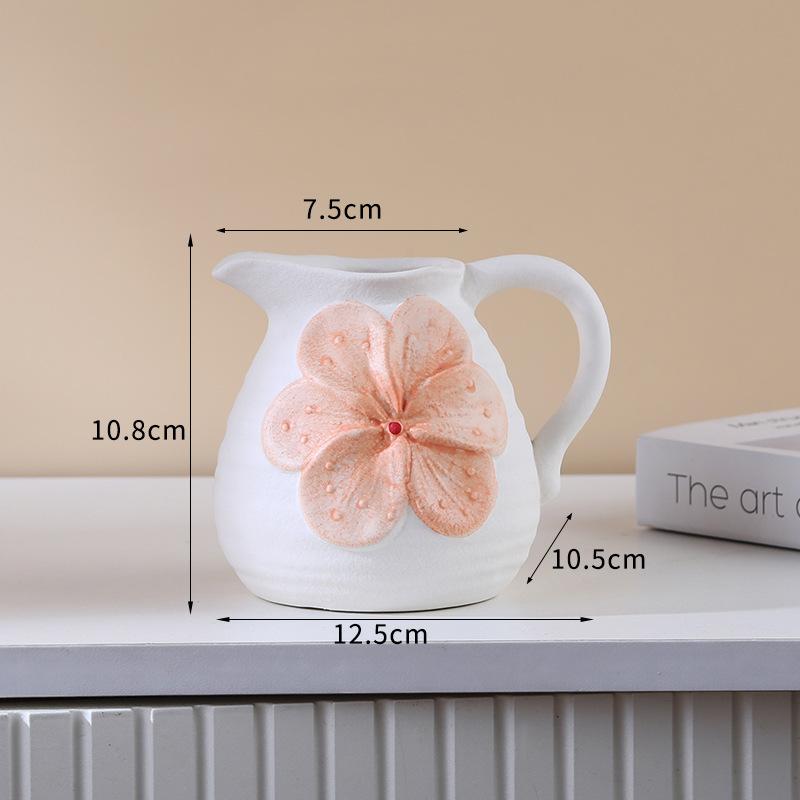 

European Ceramic Relief flower pattern Vase, Modern Gardening Home Living Room Desktop Bedroom Decoration, Flower Ware Vase, 1Pc