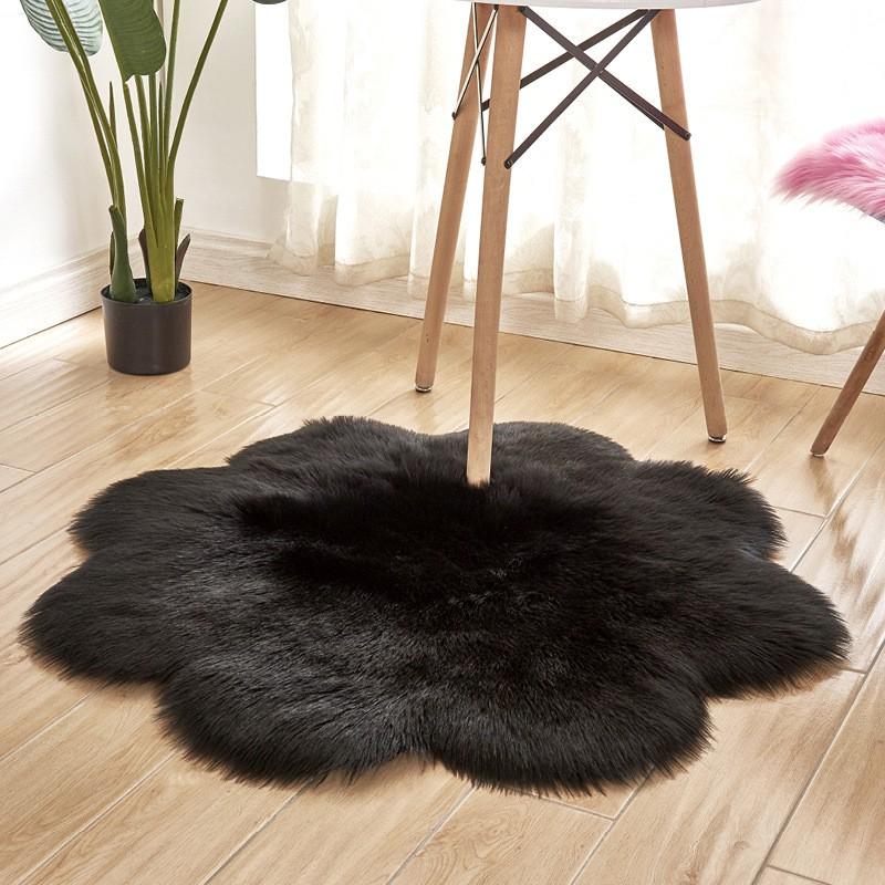 Floral Shaped Plush Area Rug Living Room Bedroom Window Seat Modern Decor Soft Acrylic Floor Mat