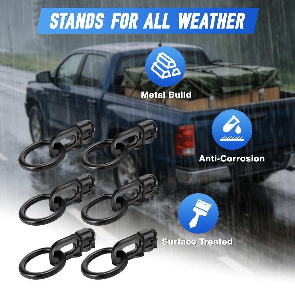 6pcs L-Track Double Stud Tie Down Fitting with O Ring Used with L Track Rail for Truck Bed Trailer Cargo Control Pickup RV ATV