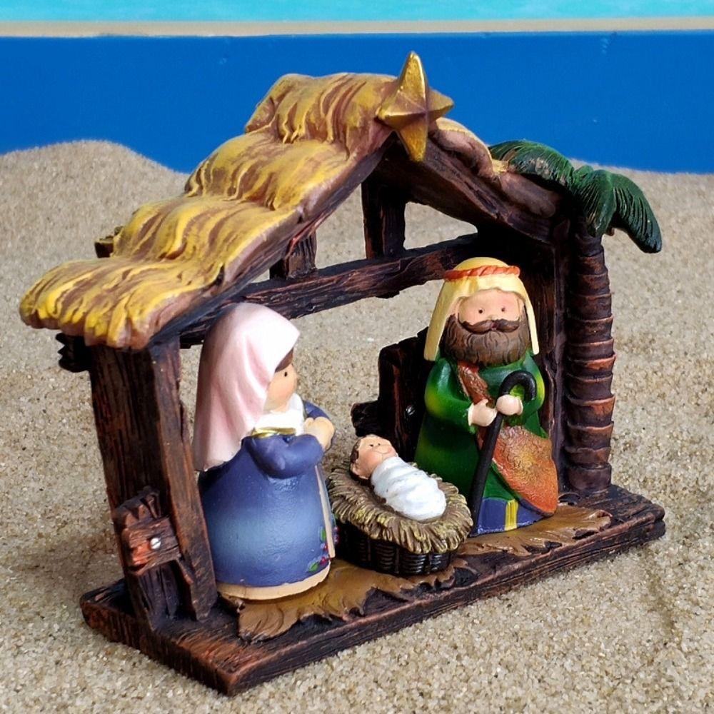 Creative Jesus Birth Ornaments Retro Miniature Nativity Set  Christmas Decoration