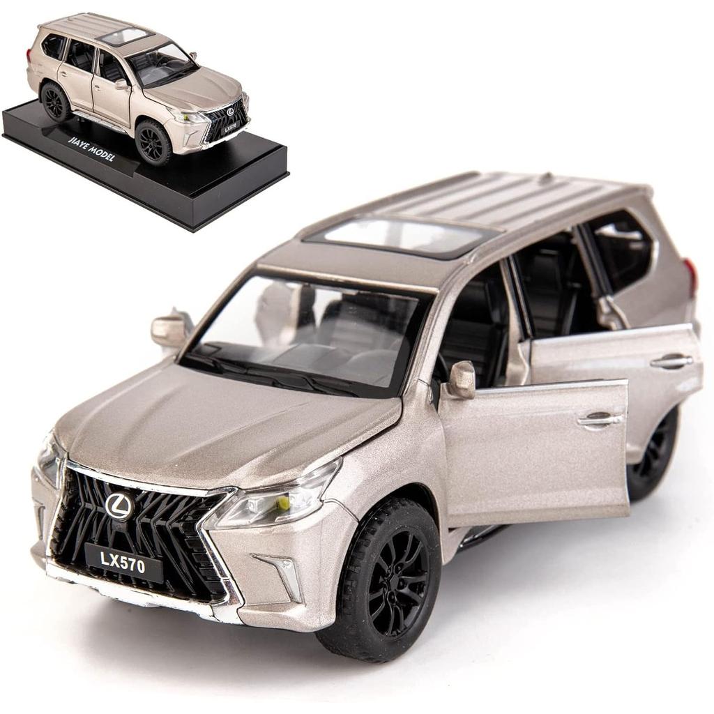 1/32 Scale Lexus LX570 Off-Road In Luxury SUV Model Car, Zinc Alloy Pull Back Toy Car with Sound and Light for Kids Boy Girl Gift