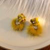 Autumn And Winter Hairball Love Stud Earrings, Sweet Temperament Star Daisy Girl Geometric Senior Ear Clip Woman