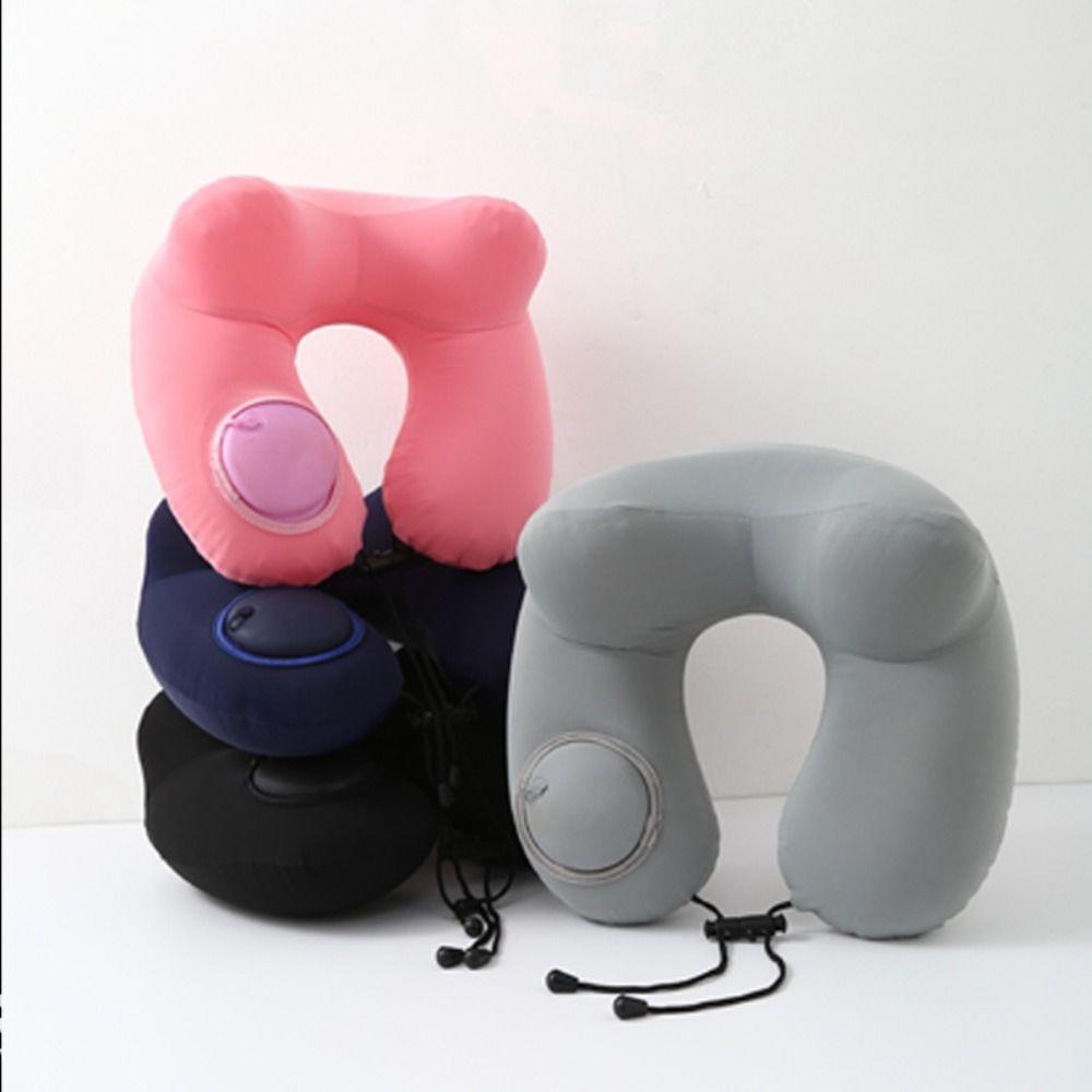 Inflatable U-Shaped Travel Pillow Soft Neckrest Pad Relaxation Neck Support Cushion  Office/School