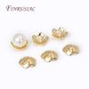 18K Gold Plated 11mm Flower Caps For Beads Brass Metal Big Beads Caps For DIY Beading Jewelry Making Accessories