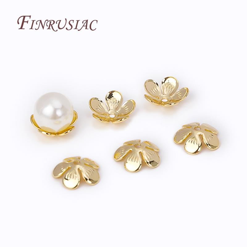 18K Gold Plated 11mm Flower Caps For Beads Brass Metal Big Beads Caps For DIY Beading Jewelry Making Accessories