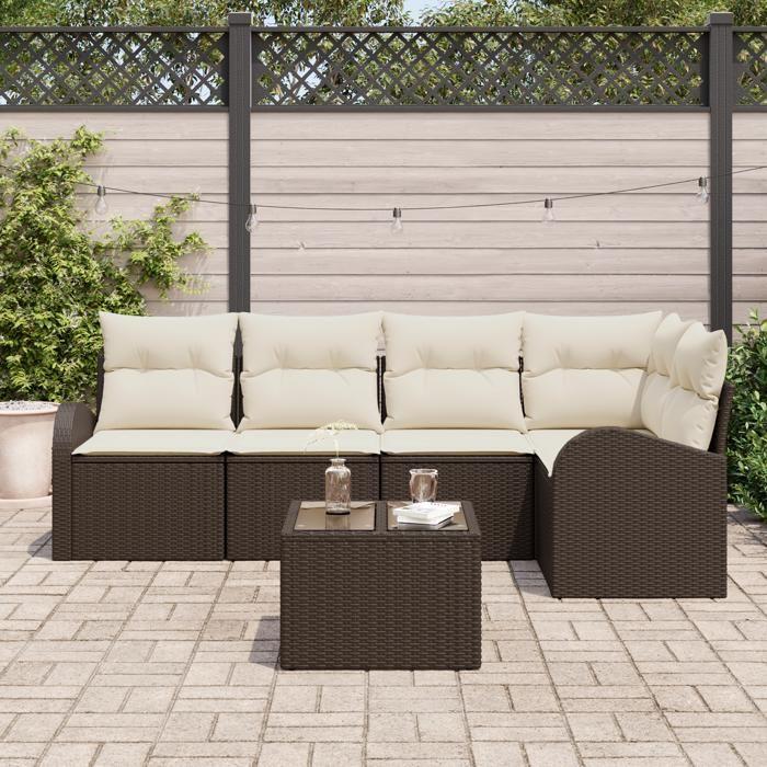 VidaXL Ensemble de Canapé de Jardin de 5 Pièces avec Coussins Gris Rotin Poly 3346048