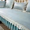Summer Coolness Rattan Mat Fabric Sofa Cover European Hemline Living Room Decoration Non-slip Slipcover Sofa Cushion Home Decor