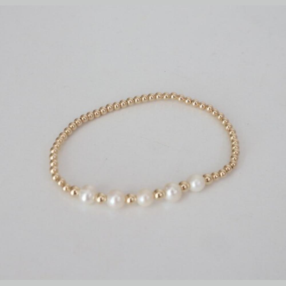 

Vlen Natural Pearl Bracelet 18 K Gold Plated Beads Elastic Jewelry for Women Elastic Elegant Fashion Gift Birthday Anniversary