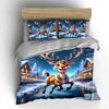 Cute Winter Reindeer Cabin Printed Bedding Set Kid'S And Adults' Bedroom Decor, Exquisite Three-Piece Bedding Set Gift