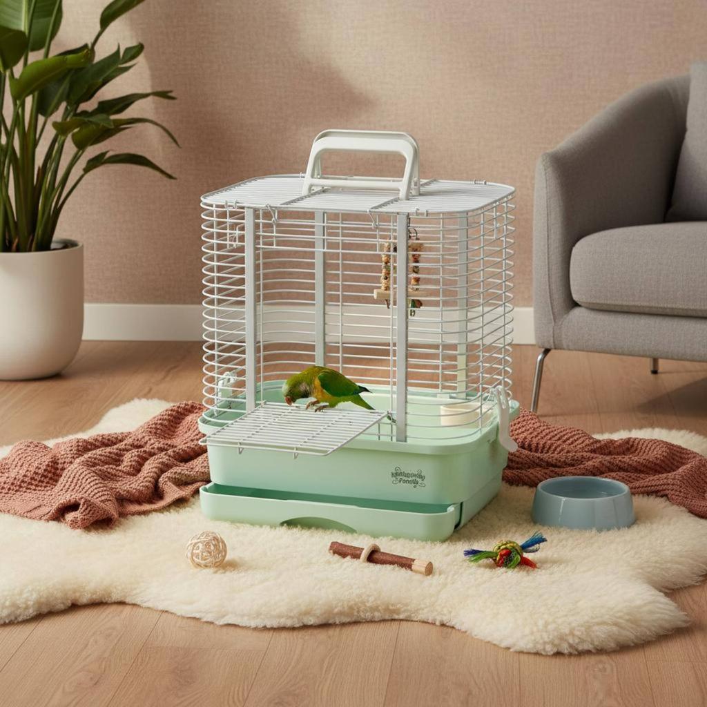 Parrot Enclosure Perch Included Small Bird Enclosure Avian Hotel Sturdy Travel Bird Carrier Top Handle for Outdoor
