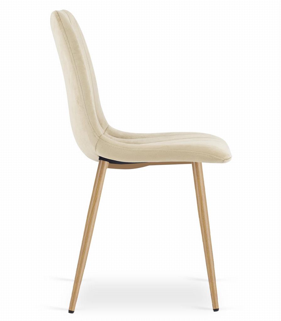 LAVA chair - light beige velvet / wood-colored legs x 2