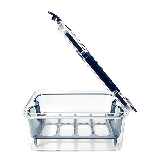 Odor Proof Storage Box Crisper Box, with Mesh Drain Strainer, Tofu Whey Greek Yogurt Maker Separation Food Container, for Fresh Fruit Vegetable
