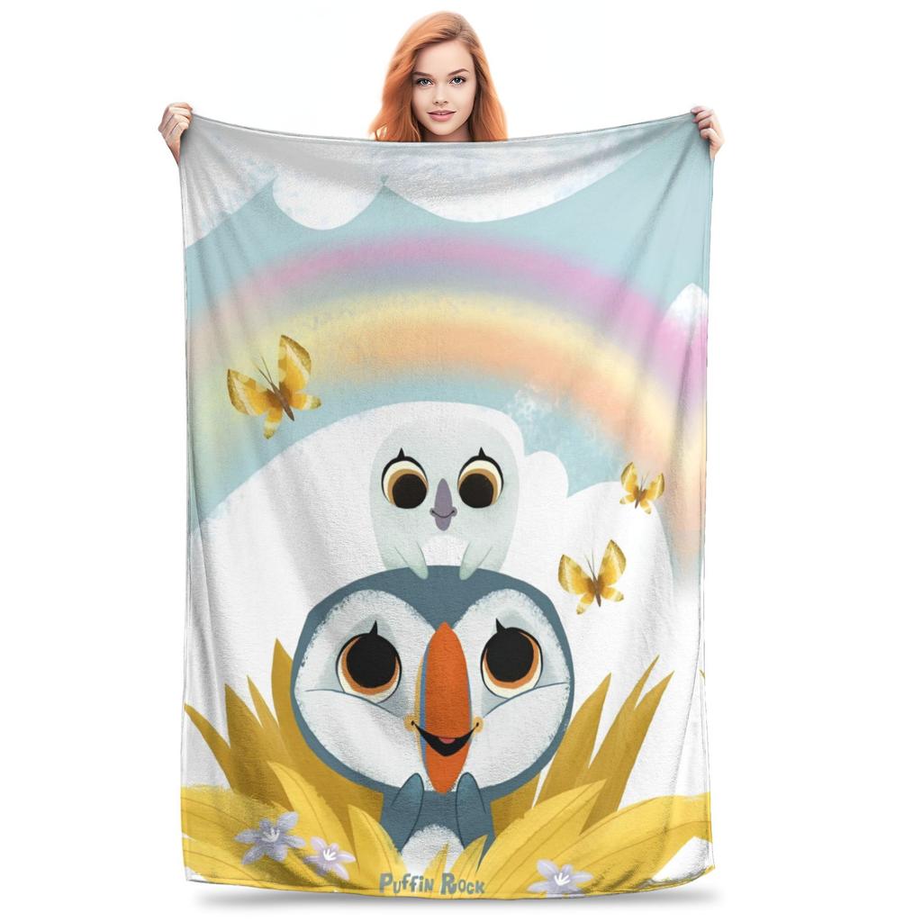Puffin Rock Zeichentrick   Flaneldecke  Tolle Überwurfdecke für Bett Sofa Couch 200x150cm Teppichstück