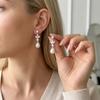 Luxury Water Drop Imitation Pearl Drop Stud Earrings for Women Shiny Cubic Zircon Leaf Geometry Earrings Wedding Jewelry Gifts