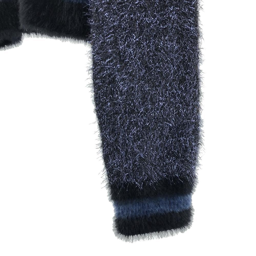 Desigual Border Long Sleeve Lame Fur Cardigan S Navy System Women Used