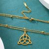Lemegeton Wikinger Triquetra Keltisches Knotenmuster Symbol Halskette für Damen Schlüsselbein Kette Amulett Doppellagig Choker Anhänger Schmuck Geschenk