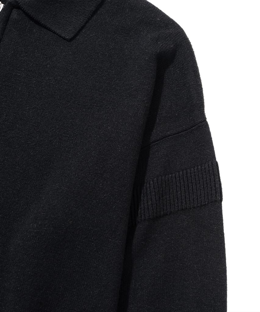 KNITTED Viscose Washable Half Zip Knit Black