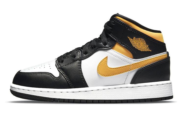 Jordan 1 Mid White Pollen Black GS 554725-177 35.5