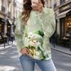 Women's Casual Polka Dot Christmas Print Top for Fall and Winter, Versatile Blouse