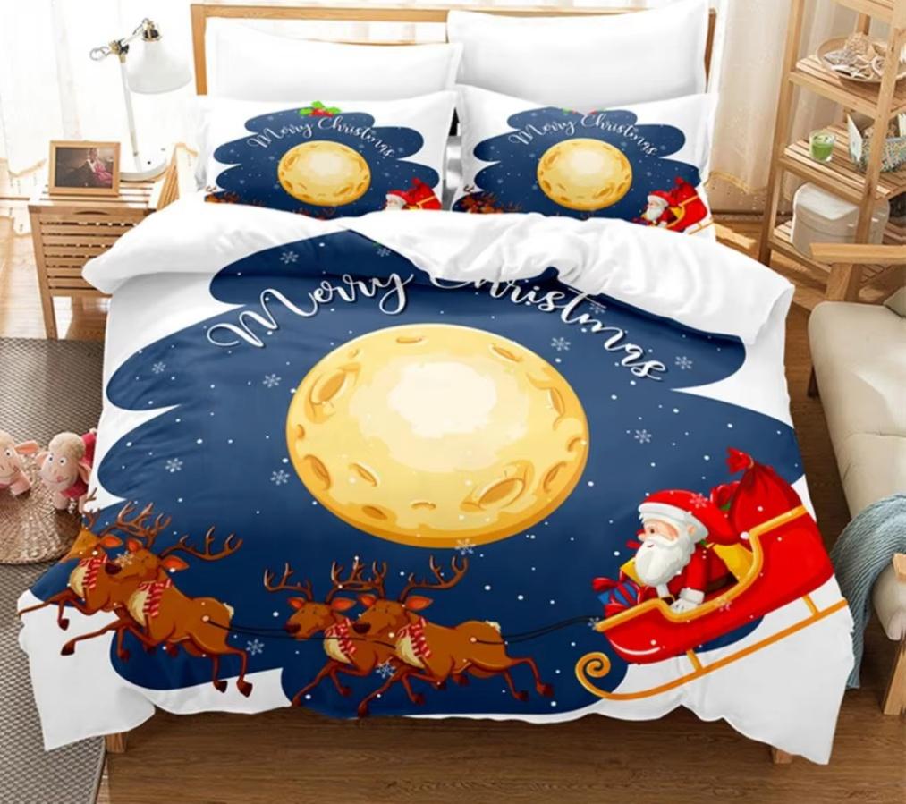 

Christmas Sleigh Bedding Set King Size Duvet Cover 3D Bedding Digital Printed Sheets Christmas Themed Quilt Cover Set 3 Piece EU Single(135*200cm)3pcs