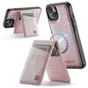 For iPhone 14 Case AUTSPACE A12 Leather Phone Case with Detachable Card Bag - Rose Gold