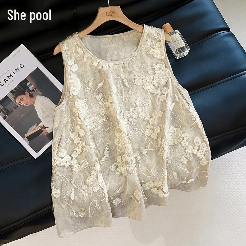 Shechi New Chinese Style Embroidered Mesh Vest 2XL