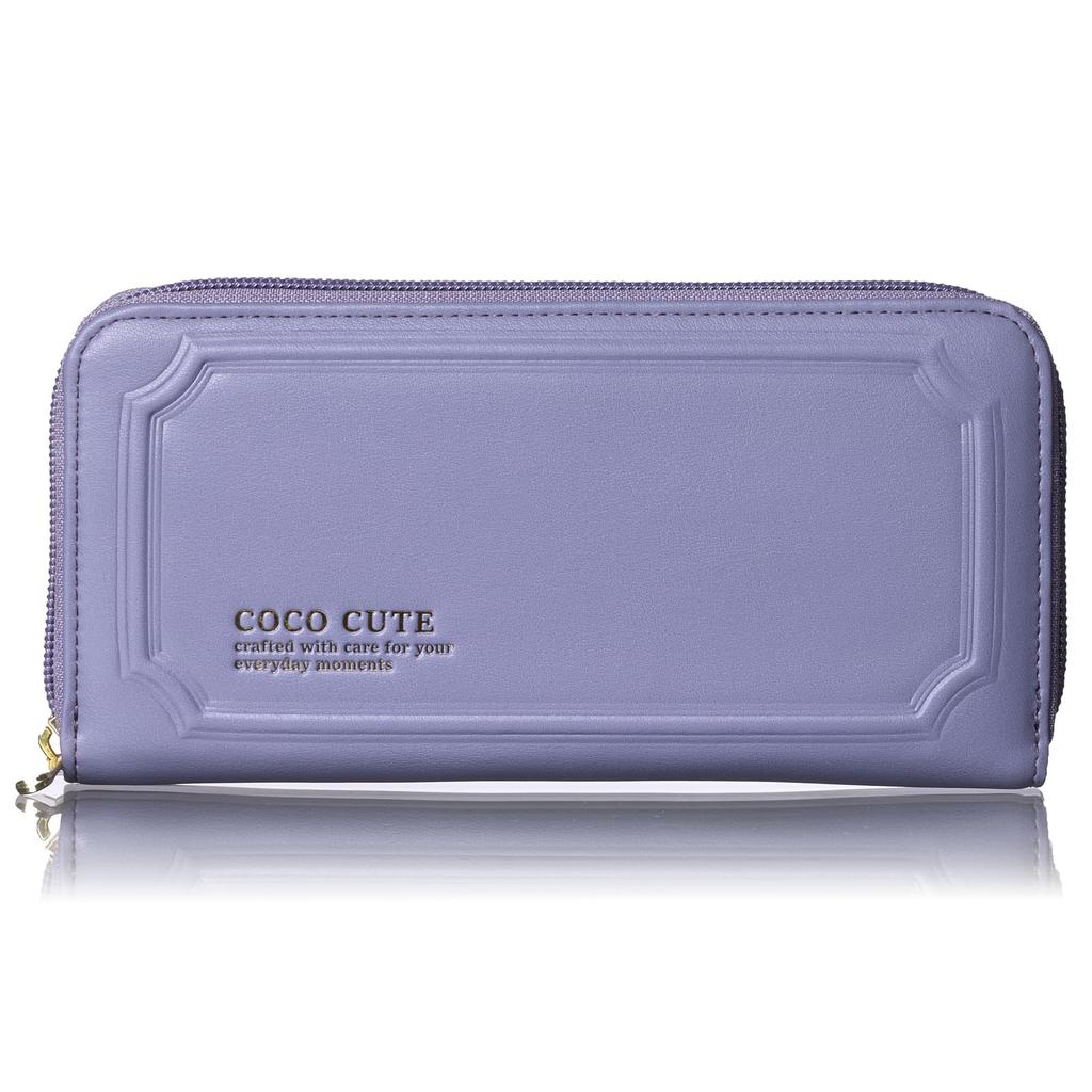 COCO CUTE Women's Frame Long Wallet, Easy-to-Use Round Zipper, Large Capacity, with Coin Purse, Perfect Gift, Original Boxed, Lavender