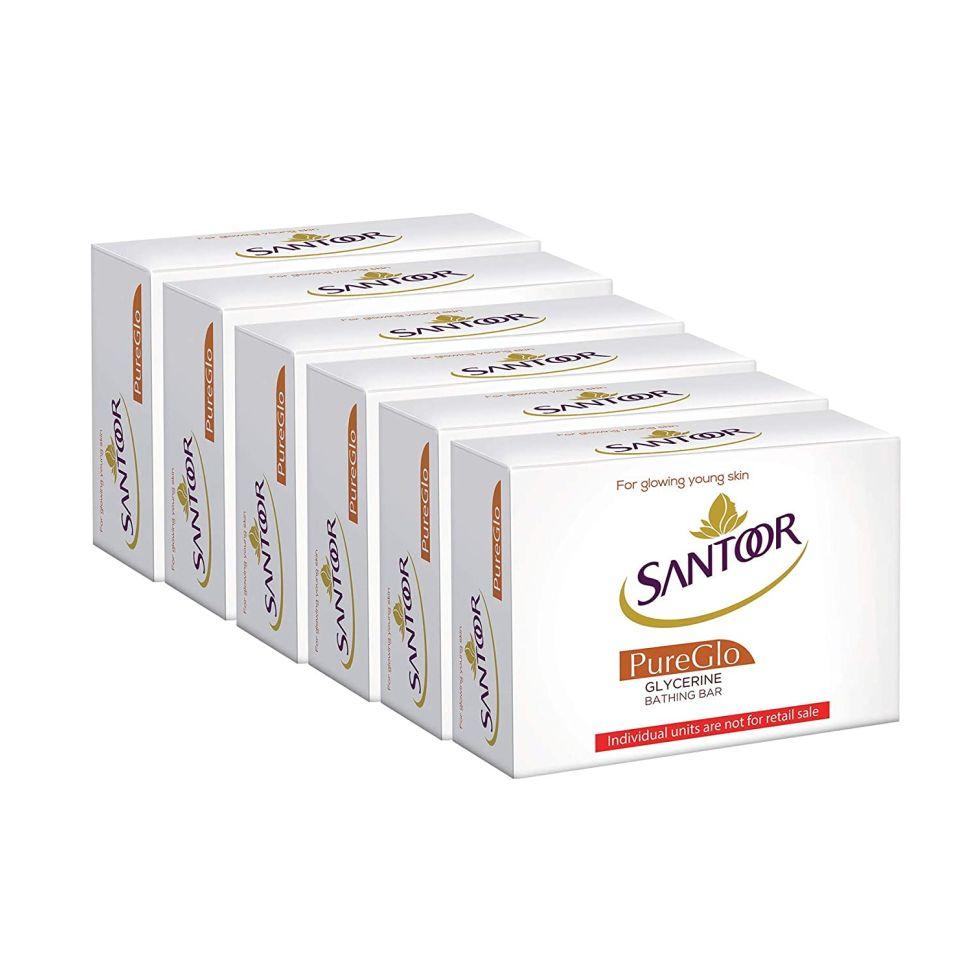 Santoor PureGlo Glycerine Bath Soap with Almond Oil for