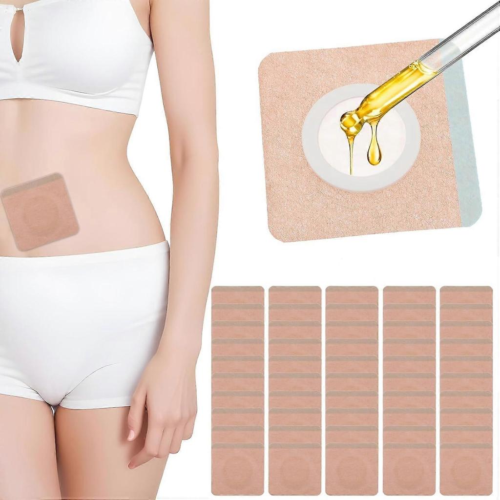 50Pcs Castor Oil Patches, Castor Oil Pack Wrap, Disposable Castor Oil Pack Wrap Belly Button Pads Absorbent Self-Adhesive