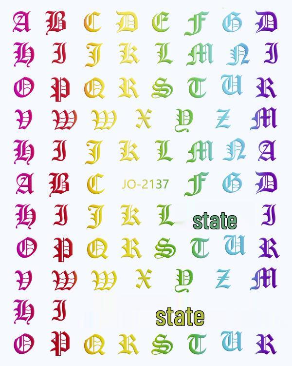 12-Color Gothic Letter 3D Nail Art Stickers: Fluorescent, Hot Stamping, Laser Decals