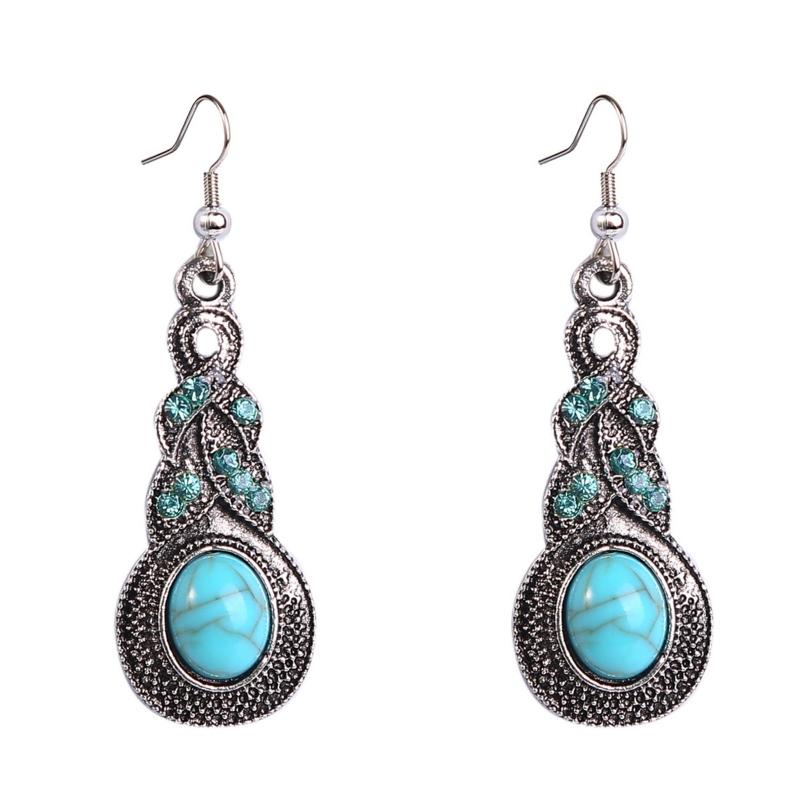 9 Pairs Bohemian Silver Drop Dangle Earrings Set for Women Girl Hypoallergenic Fashion Vintage Boho Turquoise Earrings