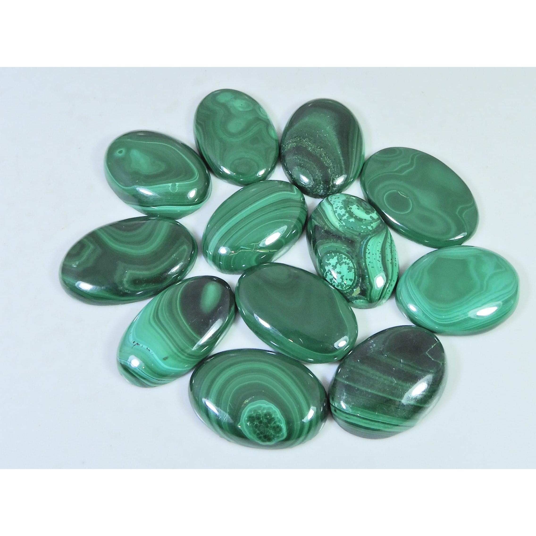 Natural Green Malachite Oval Cabochon Loose Gemstone 12Pcs Lot 275Cts. C-1680