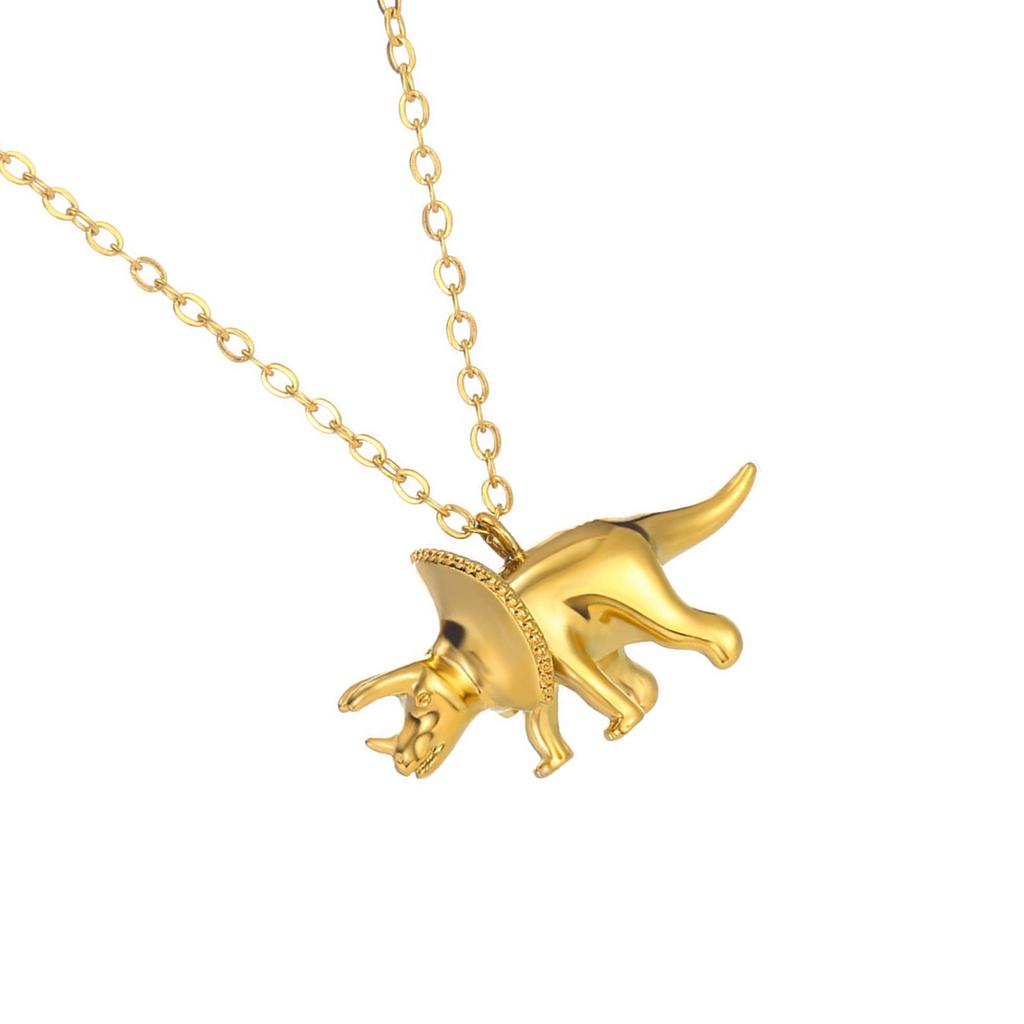Fashionable Dinosaur Pendant Necklace Gold Chain Necklace Children Cute Wildlife Jewelry Accessory for Daily Party