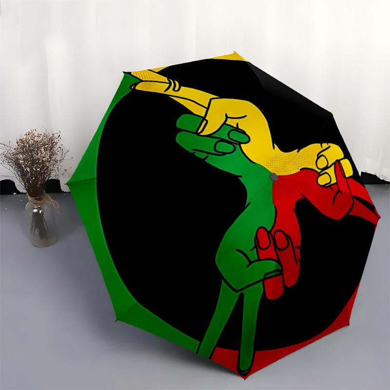 1 Stück Rasta Handzeichen Automatischer Regenschirm | Tragbar Faltbar 8 Speichen Manuell Öffnend, Süßes Halloween & Weihnachtsgeschenk für Draußen, Lässiges Accessoire, Langlebig C