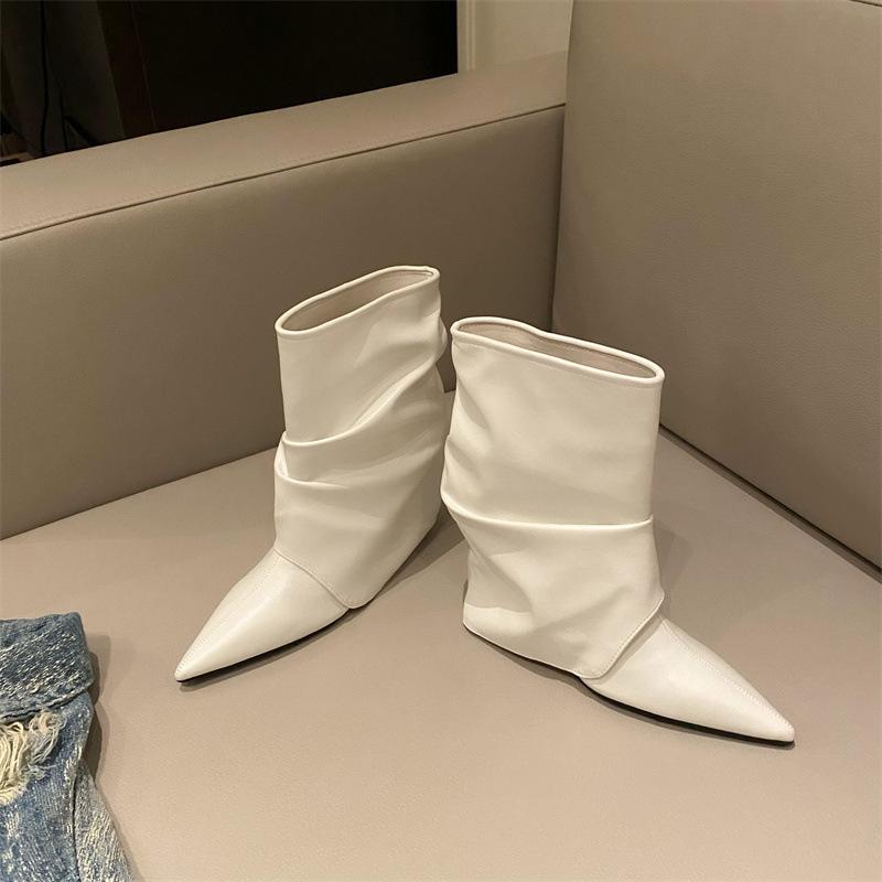 Fashion Vintage Women Western Cowboy Boots Fashion Pointed Toe Shoes Ladies Thick Heel Short Botas Autumn Winter Zapatos De Mujer