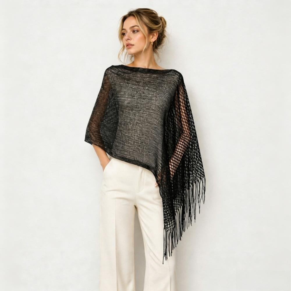 Solid Color Tassel Shawl Trendy Hollow Out Scarf Photo Props Evening Dresses Shawls Dinner Party