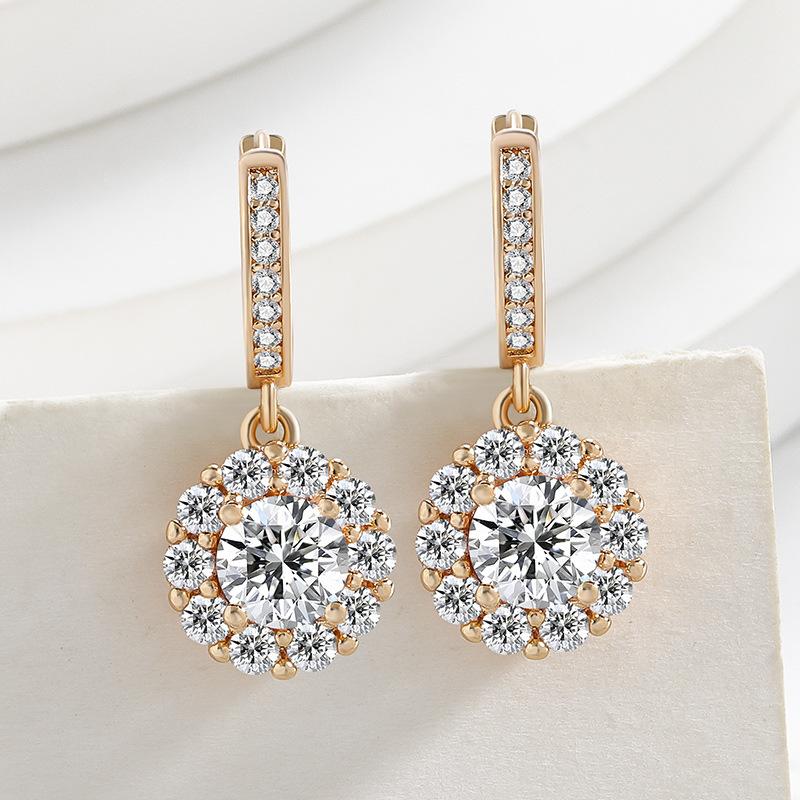 Fashionable Light Luxury Style Plum Blossom Girl Trend Is Full of Camellias Earrings