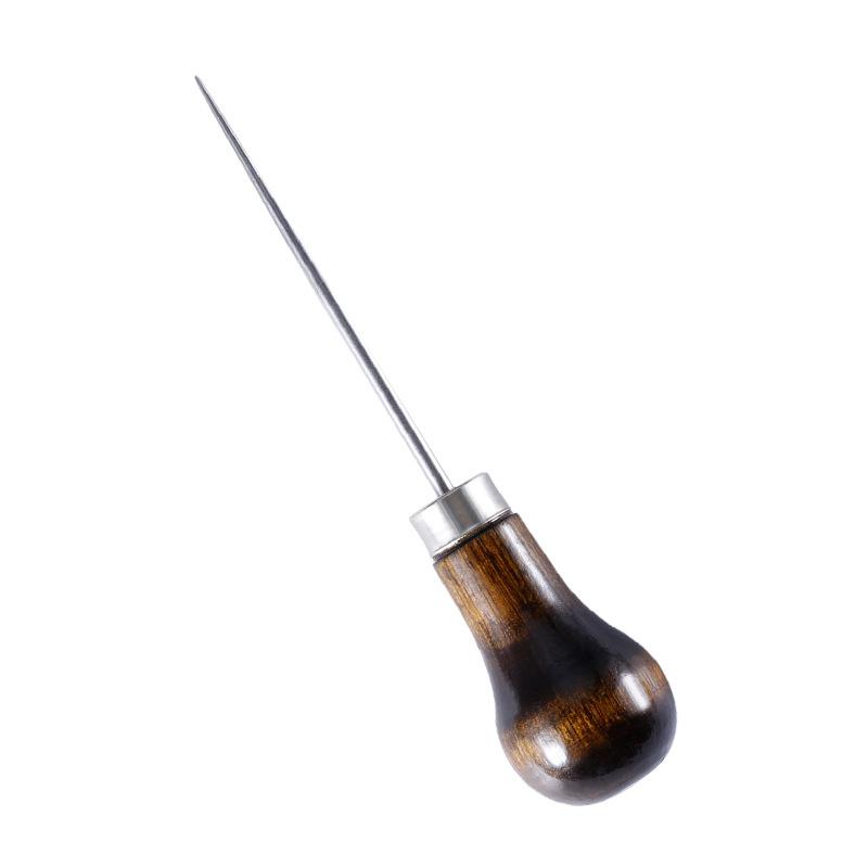 Durable Professional Leather Wood Handle Awl For Leather Craft Stitching Sewing Accessories Sewing Stitching Awl Hand Tools NONE