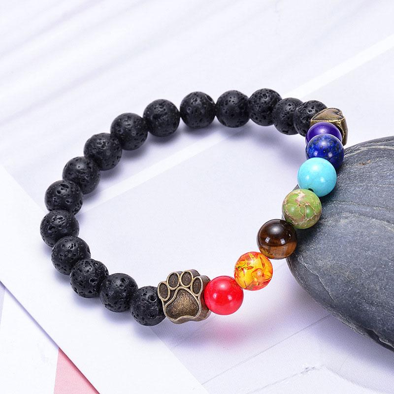1pcs Bracelet For Men And Women Volcanic Stone Hand Beaded Colored Stone Stretch Hand