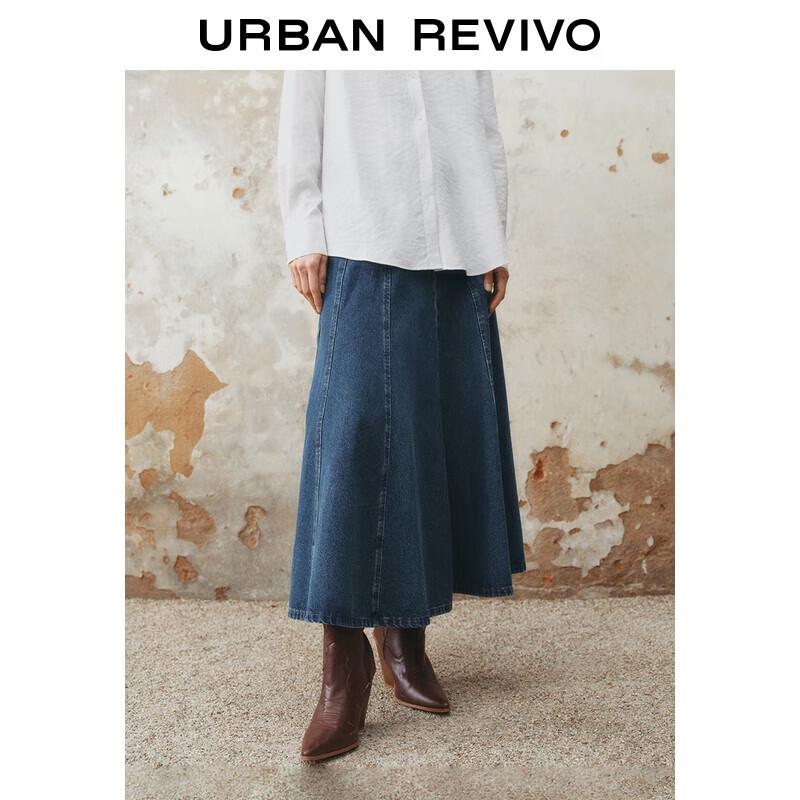 UR Women s Retro Washed Denim Belted Skirt XXS
