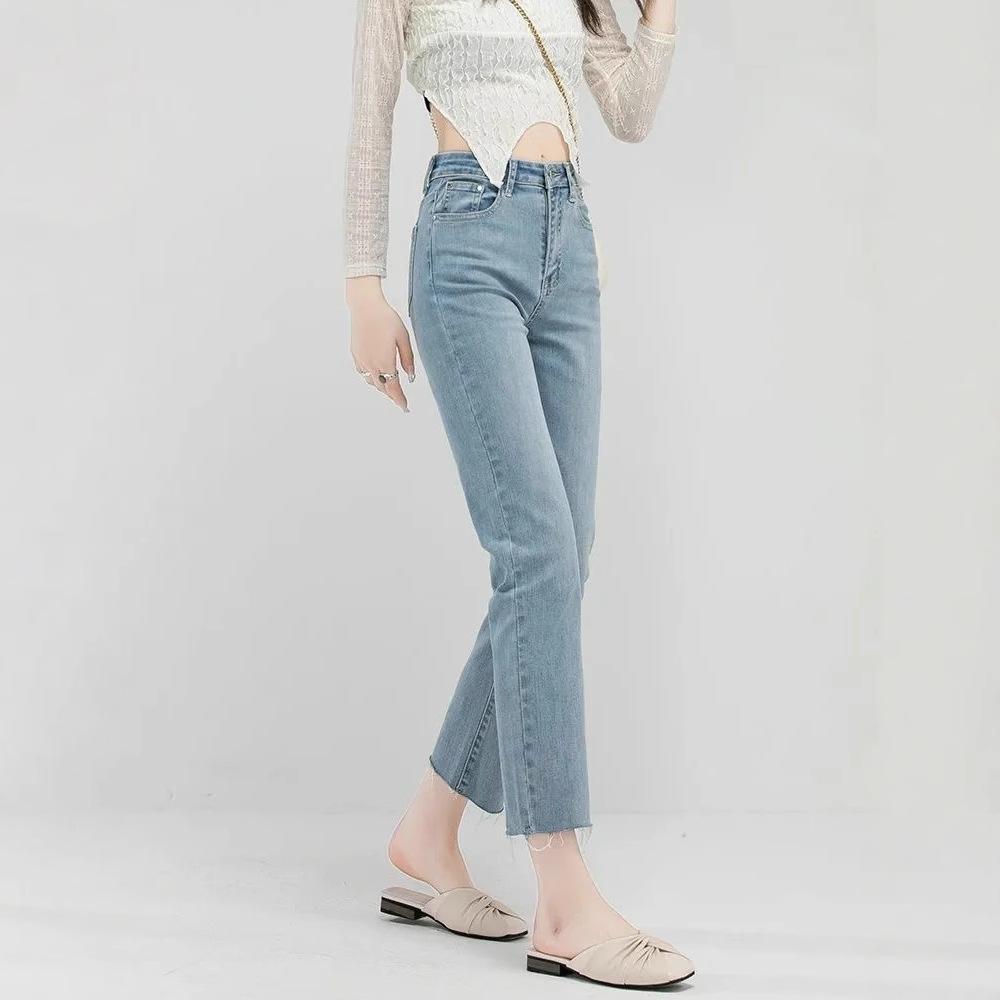 Women's Ultra-Thin Ice Silk High-Waist Light Jeans - Summer Petite Style